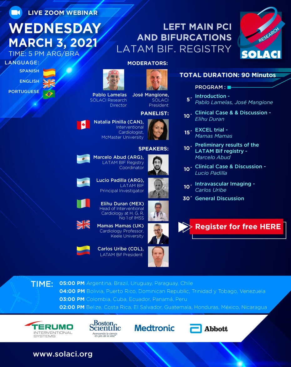 SOLACI Webinar - Left Main PCI and Bifurcations: LATAM Bif Registry